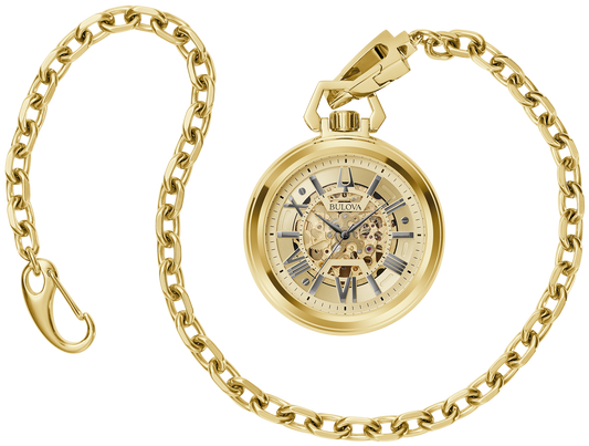 Bulova Sutton Gold Tone Automatic Pocket Watch 97A178