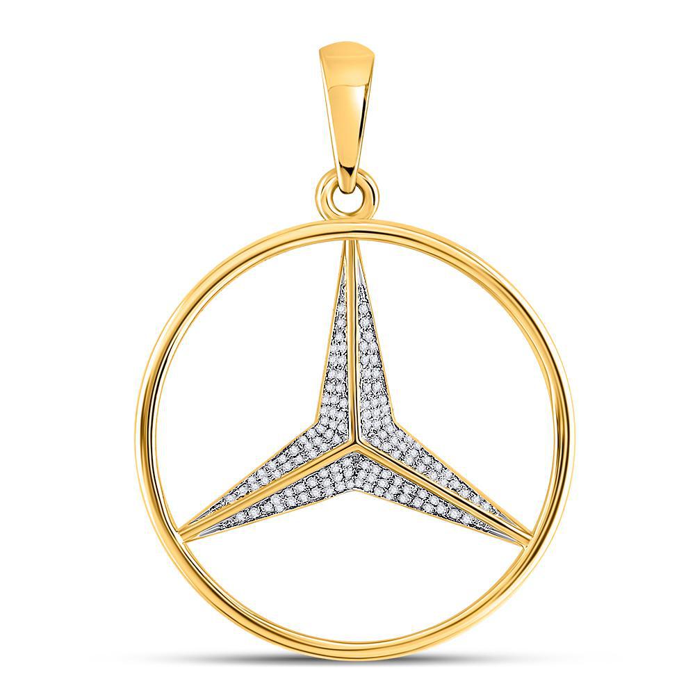 0.36ctw Diamond Star Circle Mens Pendant Charm 10K Yellow Gold