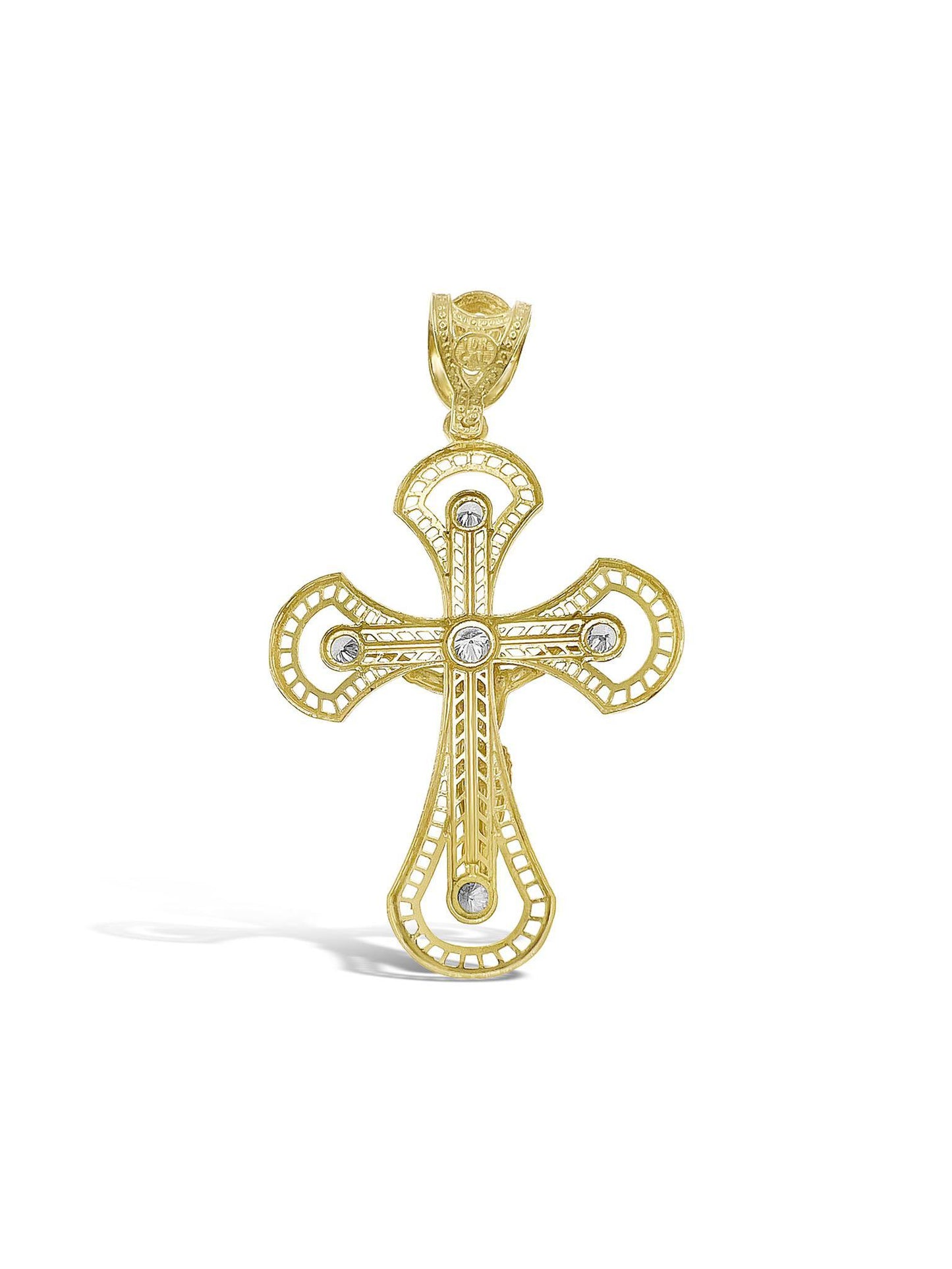 10k Gold Cross Crucifix Pendant Men Charm 2.5"