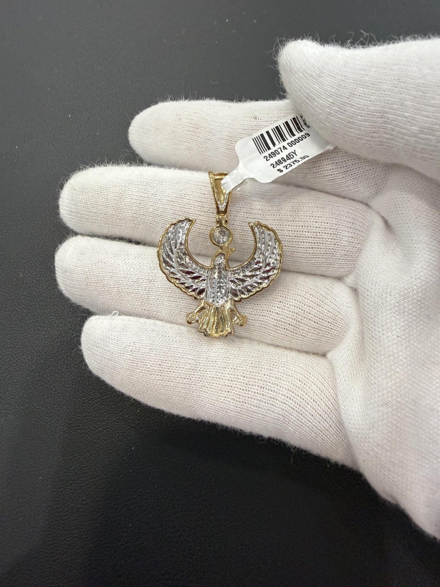 0.50ctw Diamond Mens Eagle Pendant 10K Two Tone Gold