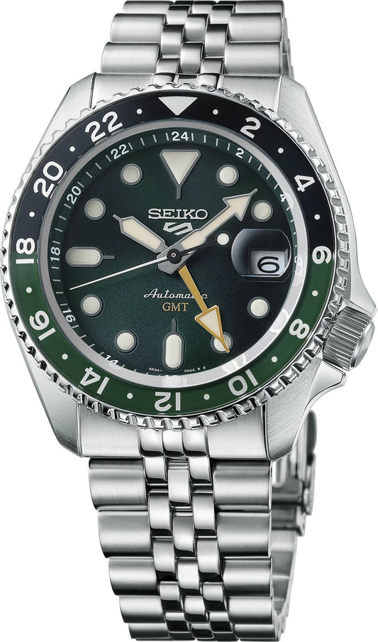 Seiko 5 Sports SKX Sports Style GMT Green Dial Mens Watch SSK035
