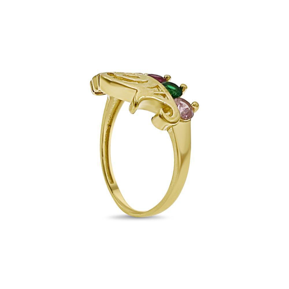 14K Yellow Gold Mom 5 Birthstone Ring