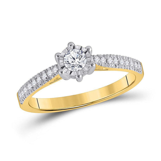 10kt Yellow Gold Round Diamond Solitaire Bridal Wedding Engagement Ring 1/3 Cttw