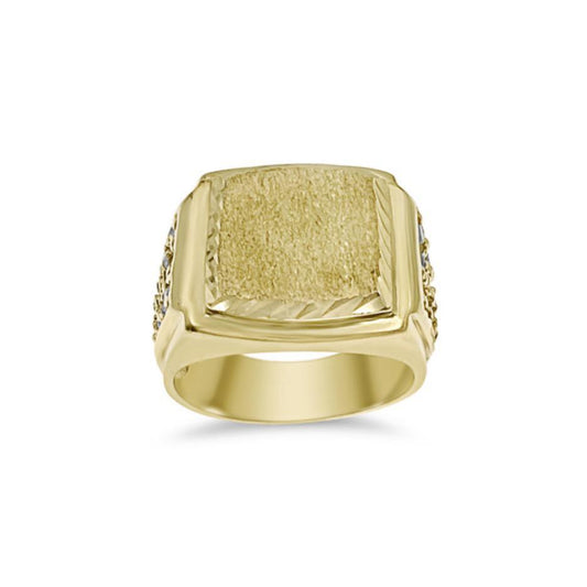 10k Yellow Gold Signet Pinky Mens Square Ring Band