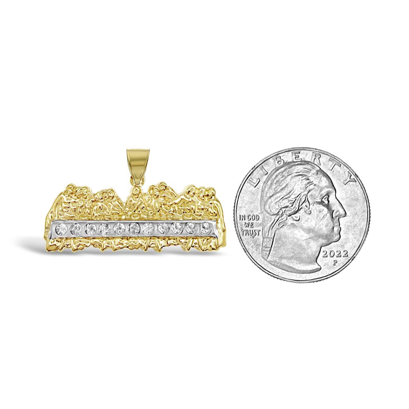 10K Yellow White Gold Last Supper Religious Pendant