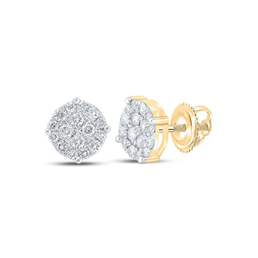 0.49ctw Diamond Round Cluster Stud Earrings 14k Yellow Gold