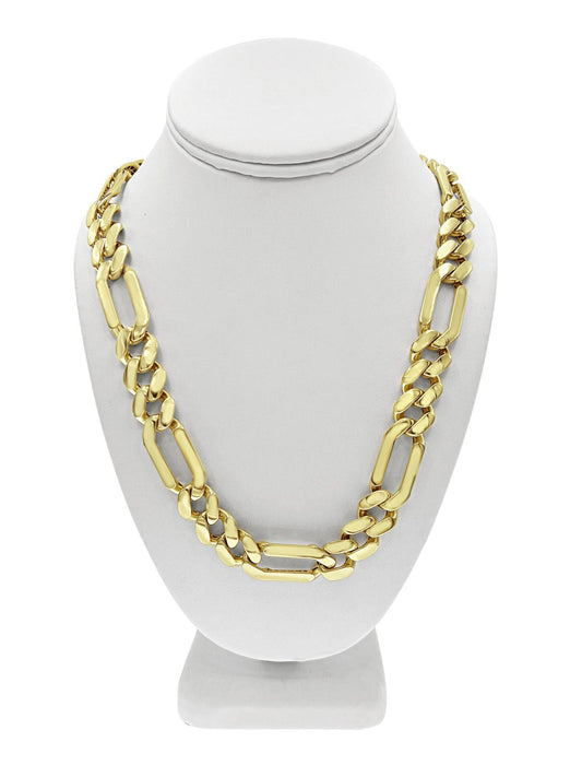 Figaro Link Chain Mens Necklace 10mm Real 10k Yellow Gold 24"