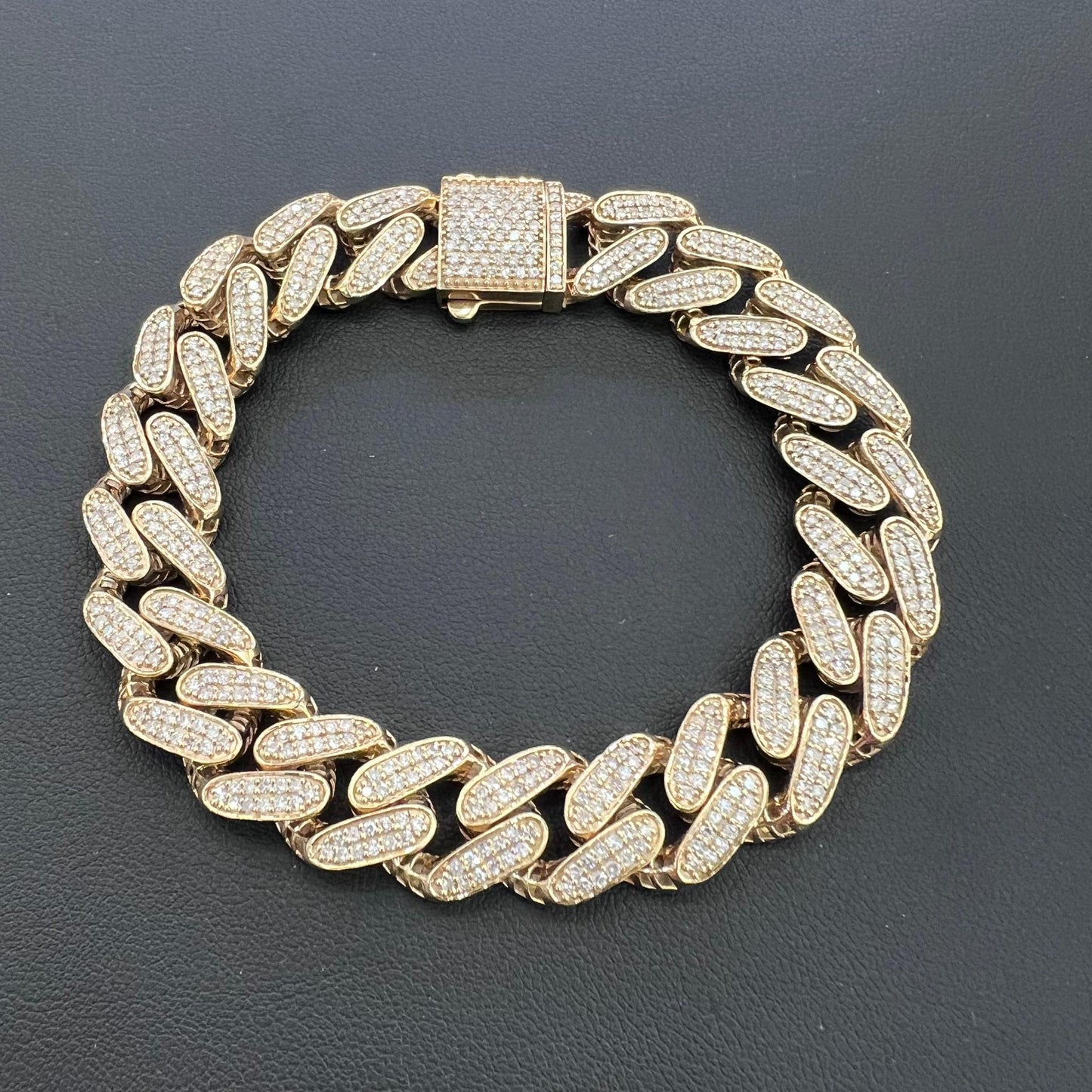 4.21cttw Diamond Miami Cuban Link Chain Bracelet Real 10k Yellow Gold 13mm