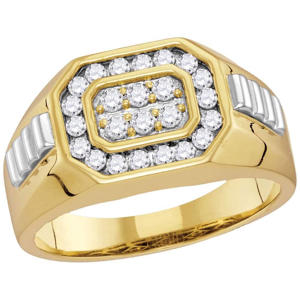 0.58ctw Diamond Signet Octagon Mens Ring Band 10k Two tone Gold