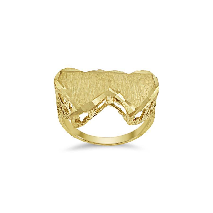 Double Heart Ring 10k Yellow Gold Band Size 6