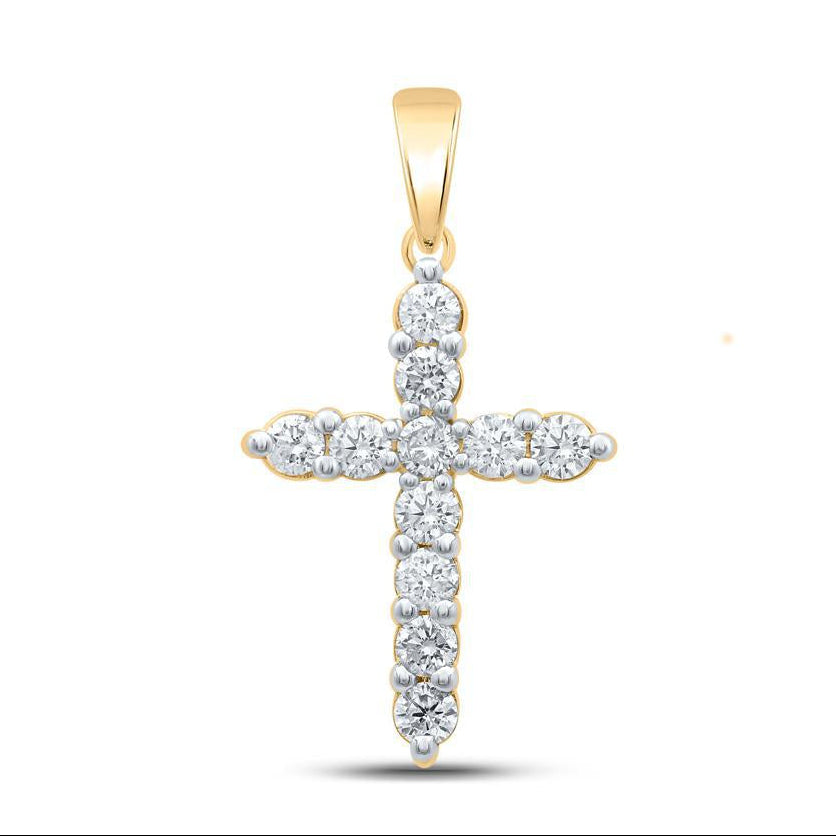 1ctw Diamond Cross Pendant 14K Yellow Gold