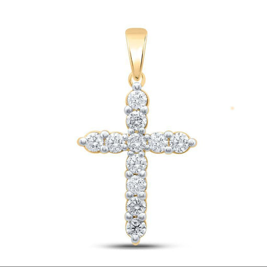 1ctw Diamond Cross Pendant 14K Yellow Gold