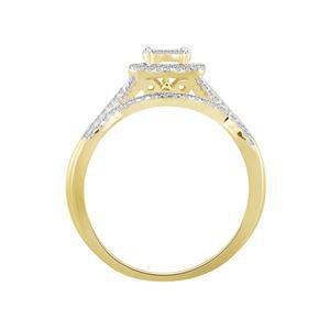 0.25ctw Diamond Cluster Halo Bridal Set 10K Yellow Gold