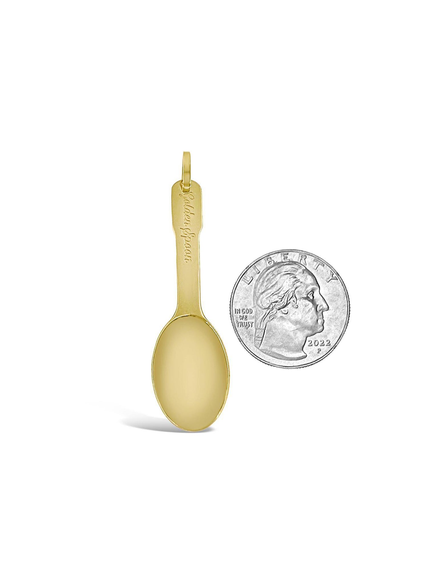 10k Gold Spoon Pendant Charm 3.3"