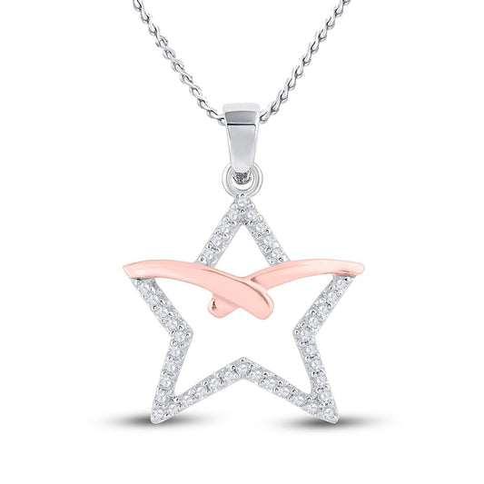 0.17ctw Diamond Star Pendant 10k Two-Tone Gold