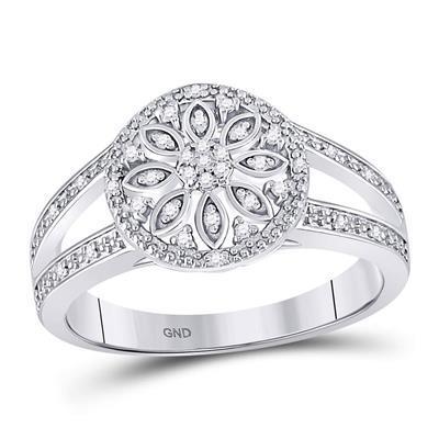 Diamond Flower Cluster Promise Ring 925 Sterling Silver
