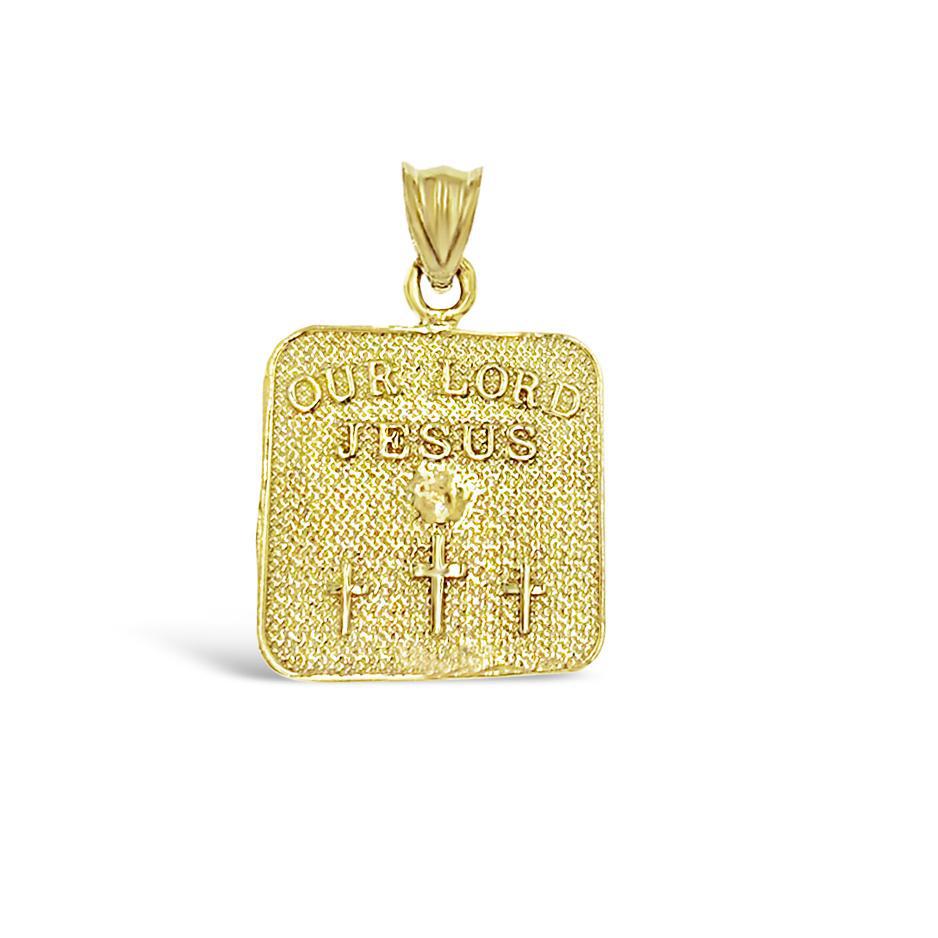 Jesus Face Pendant 10K Yellow Rose Gold Religious Charm 1 inch