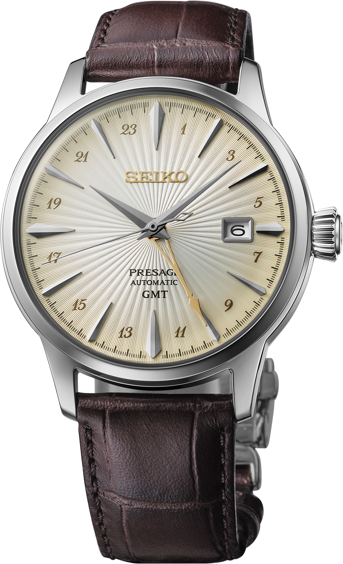 Seiko Presage Cocktail Time Automatic GMT Ivory Dial Mens Watch SSK041