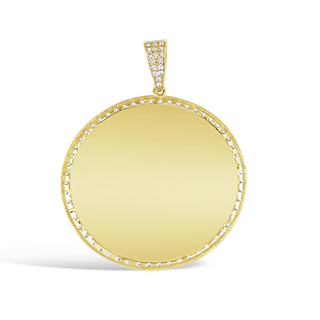 14K Yellow Gold Saint Barbara Medallion Mens Pendant CZ Religious Charm 1.8 inch