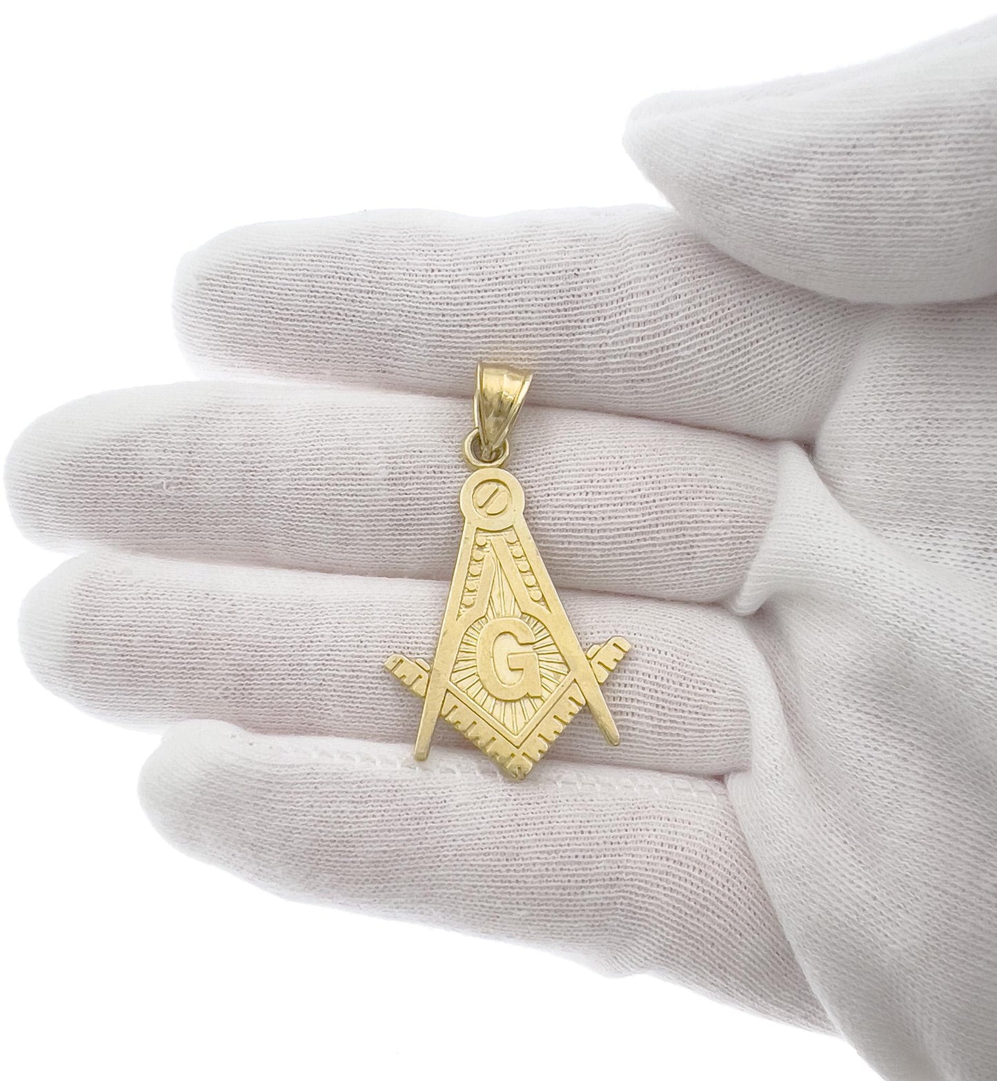 Masonic Pendant Square Compass 10k Yellow Gold Charm