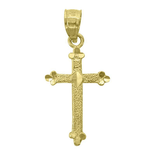 14K Yellow Gold Cross Pendant Religious Charm 0.91 inch