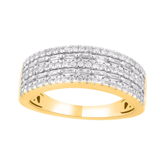 0.96 cttw Round Diamond Mens Band Ring 10k Yellow Gold