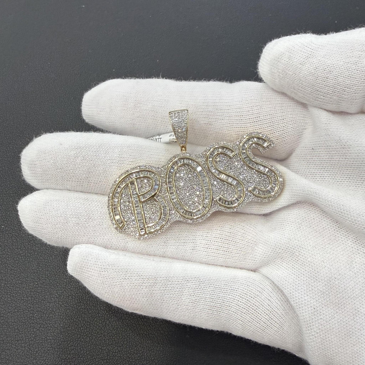 3.01ctw Diamond BOSS Baguette Round Pendant 10K Yellow Gold
