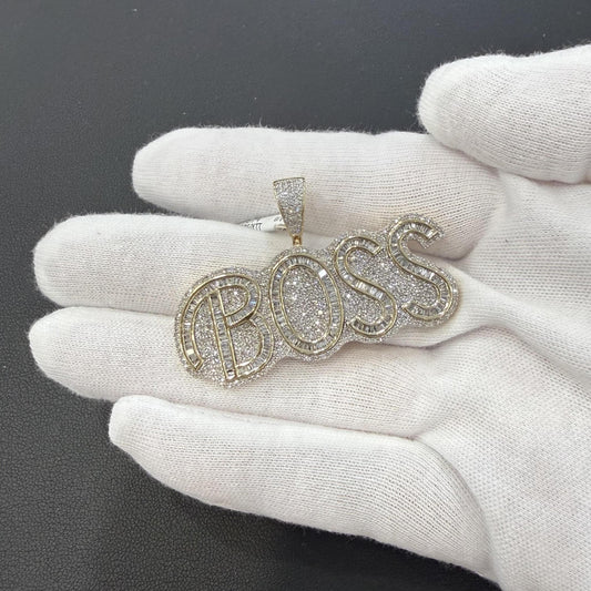 3.01ctw Diamond BOSS Baguette Round Pendant 10K Yellow Gold