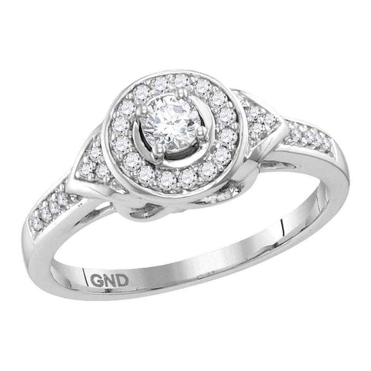 0.33 Diamond Solitaire Round Halo Wedding Engagement Ring 10k White Gold