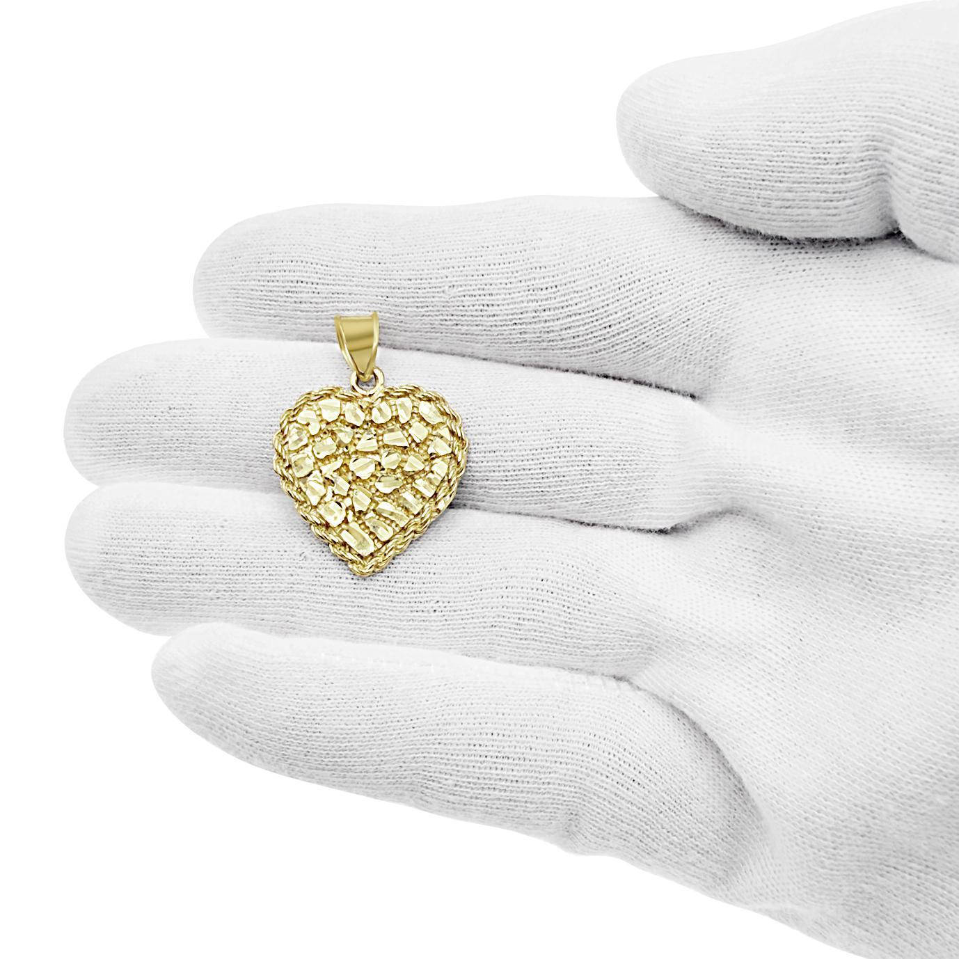 Heart Nugget Pendant Charm 10k Yellow Gold
