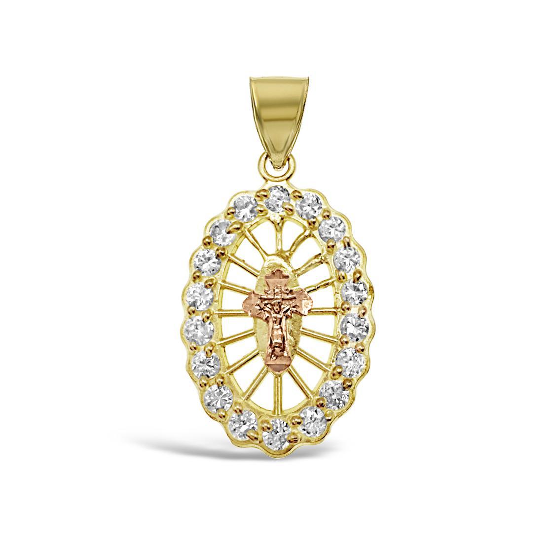 10k Two Tone Gold Cross Baby Jesus Pendant