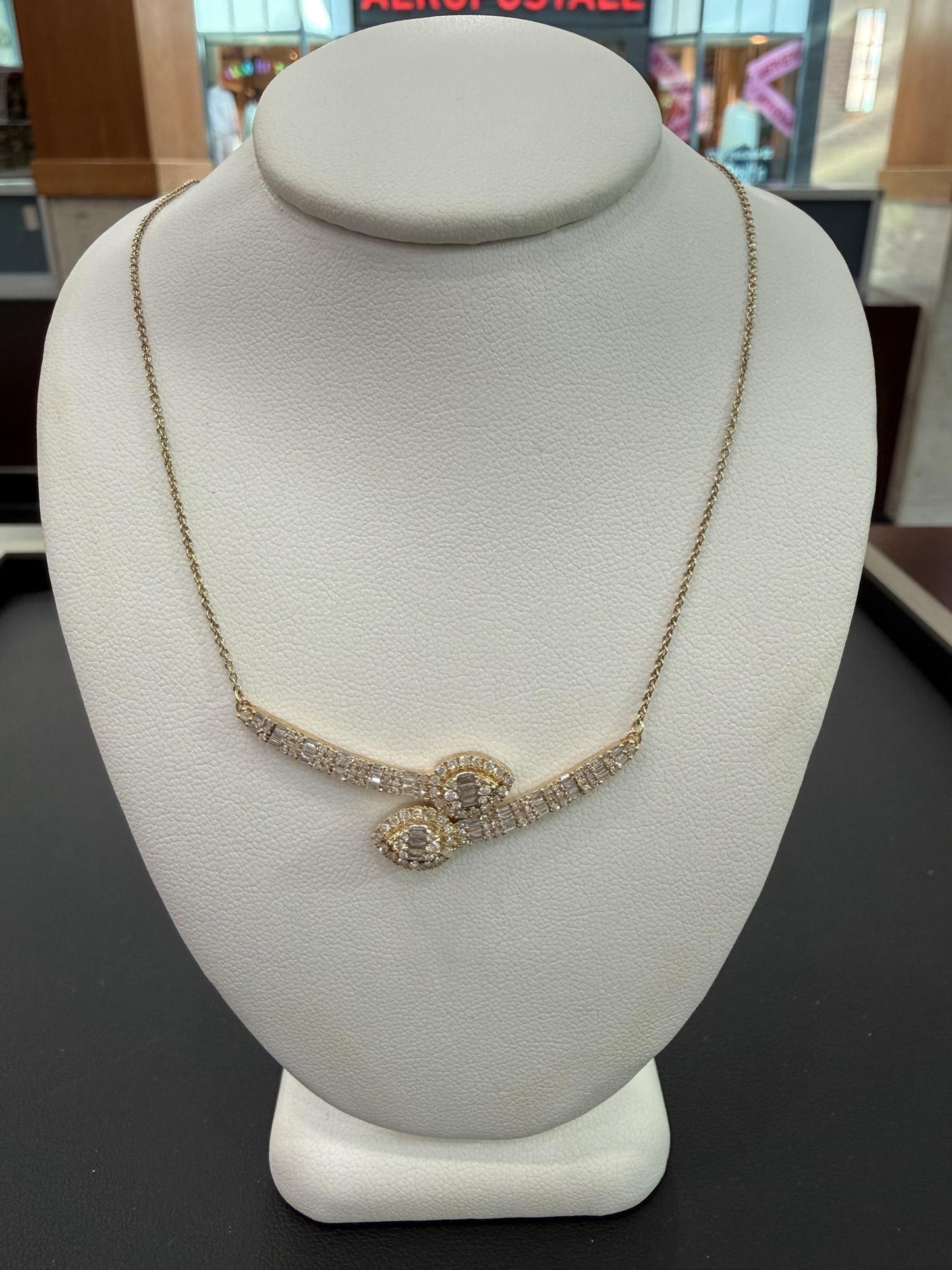 0.86ctw Diamond Bypass Pendant Necklace 10K Yellow Gold