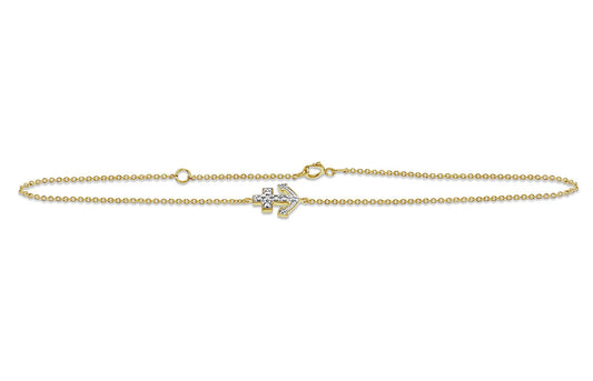 Diamond Anchor Anklet Bracelet Ankle 10k Yellow Gold 9 inch