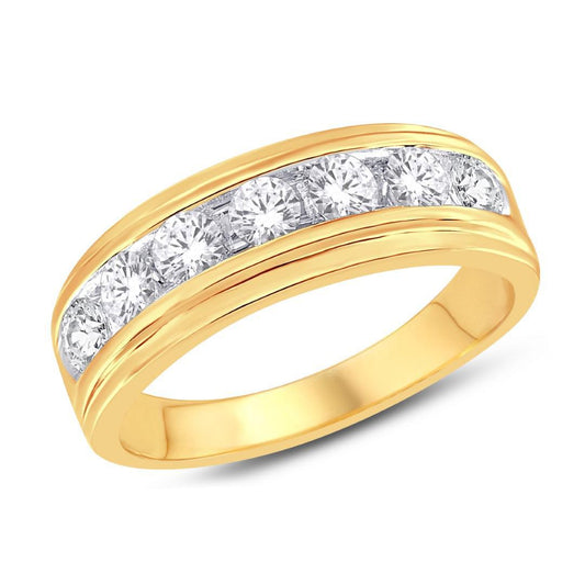 10k Yellow Gold Mens Round Diamond Single Row Channel Ring Band 0.33Cttw