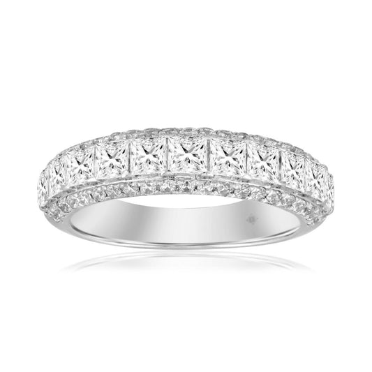 1.50 cttw Lab Grown Princess Diamond Wedding Womens Band Ring 14k White Gold