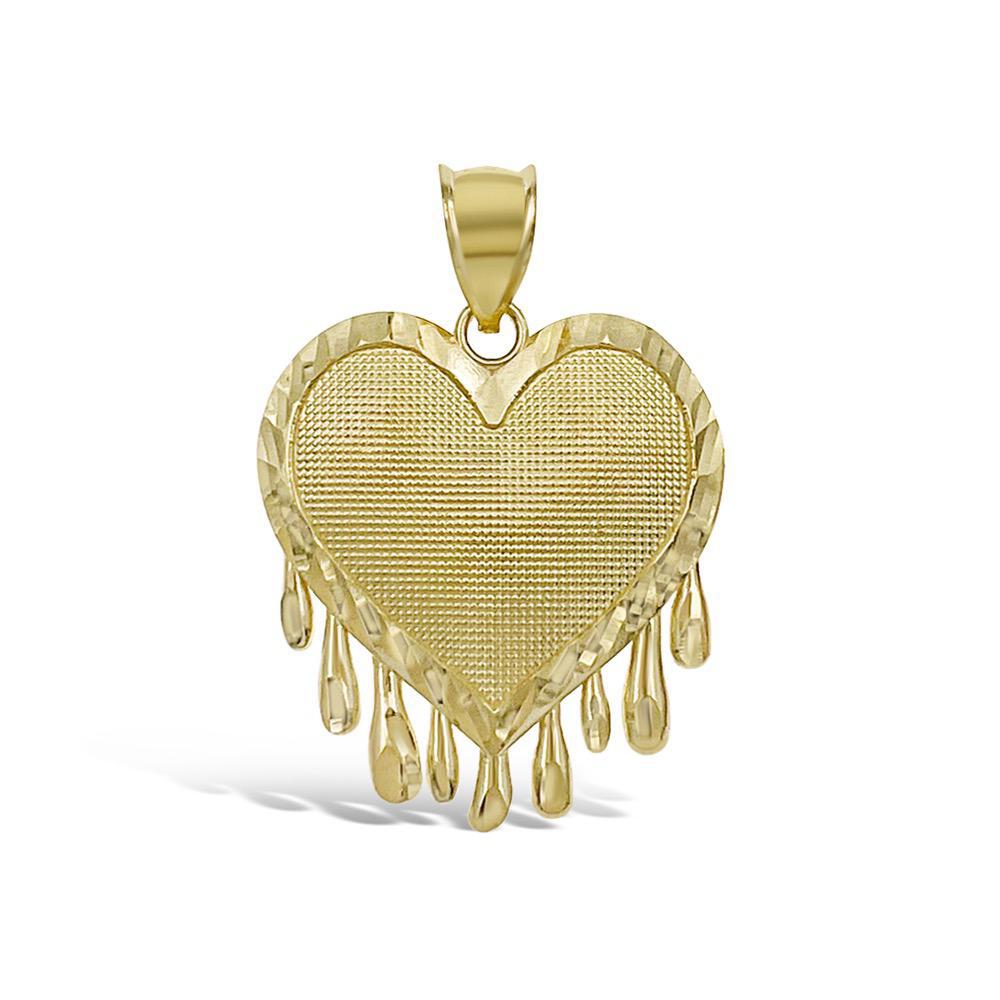 10k Yellow Gold Heart Dripping Pendant