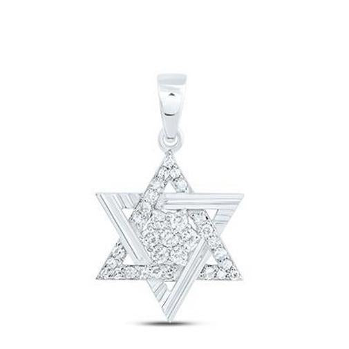 0.25ctw Diamond 10K White Gold Star of David Pendant