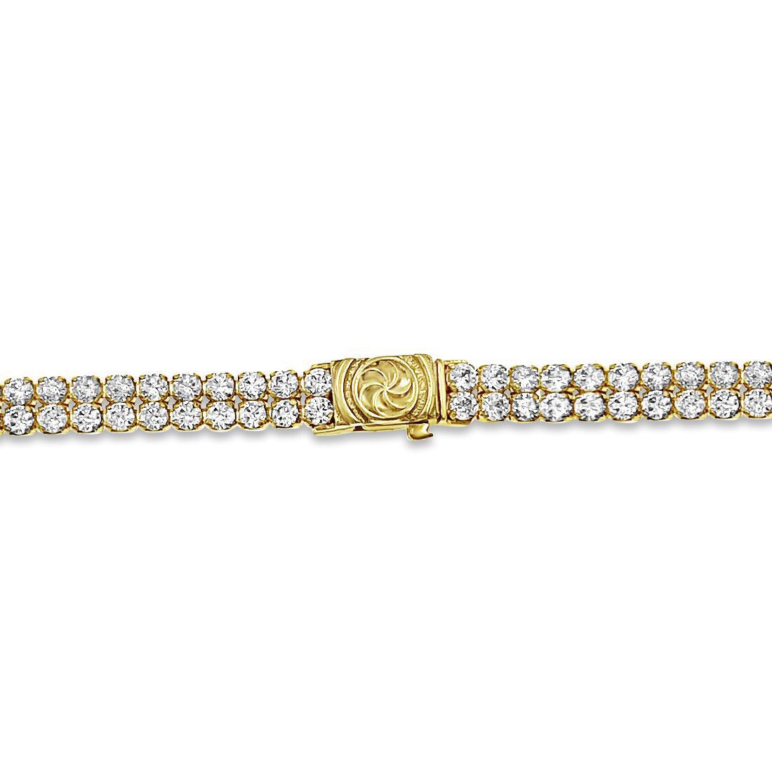 10k Yellow Gold Tennis Necklace Two Row 4mm 20"