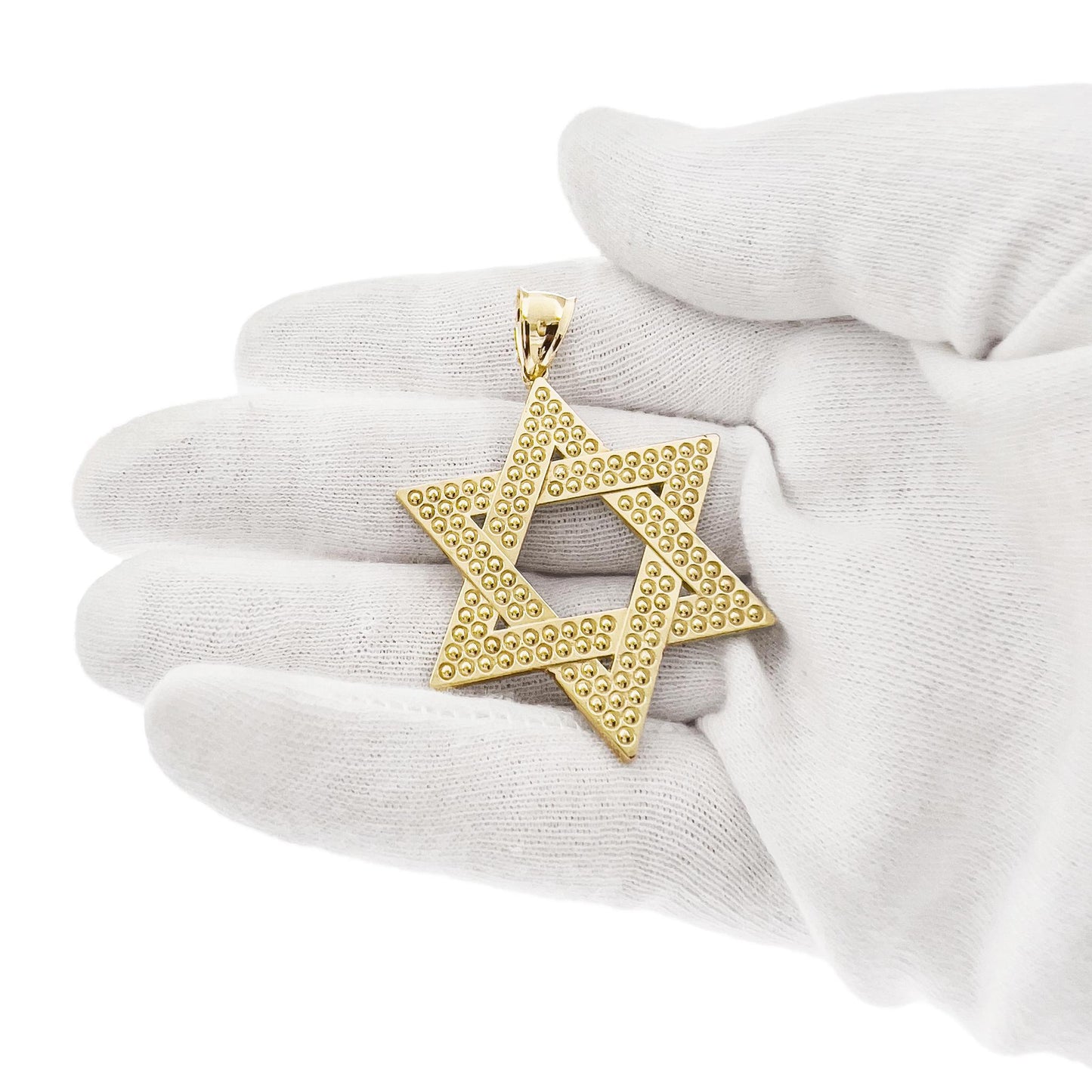 10k Yellow Gold Star of David Pendant 2"