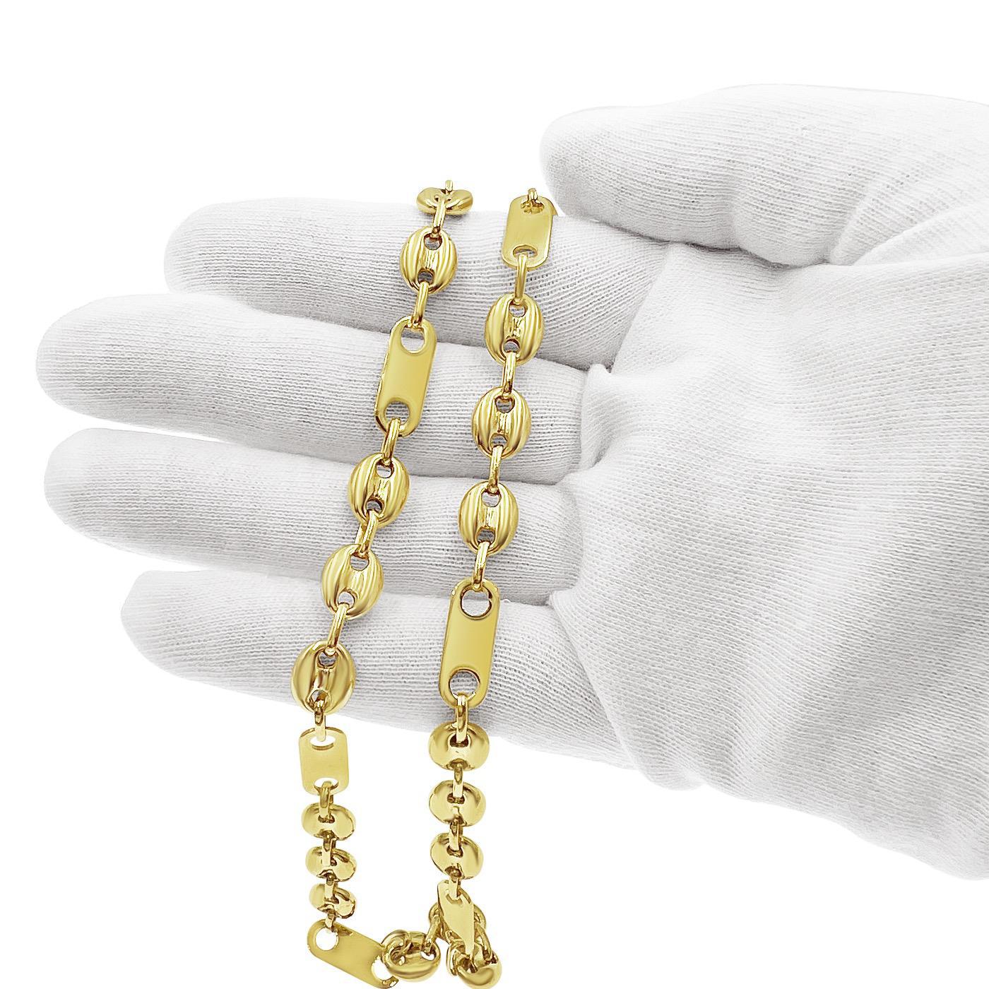 10k Gold Mariner Anchor Link Chain Necklace 8mm 22"