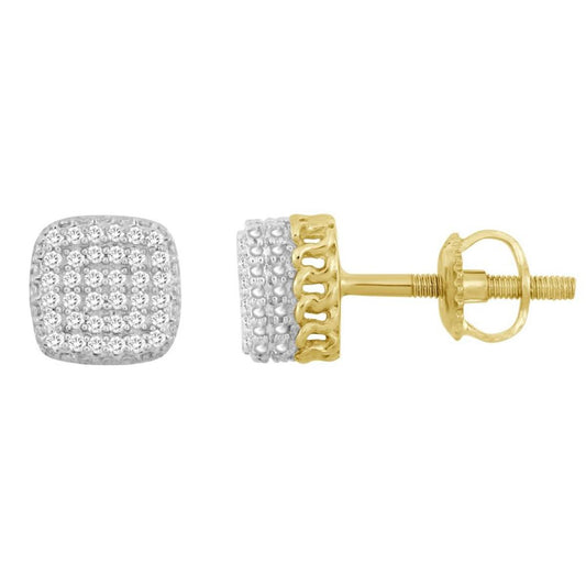 Diamond Stud Earrings 10k Yellow Gold Screw back Round