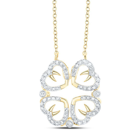 0.38 ctw Convertible Diamond Heart Clover Pendant Necklace 10 k Yellow Gold