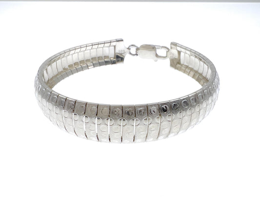 925 Sterling Silver 11mm Wide Flexible Link Bracelet