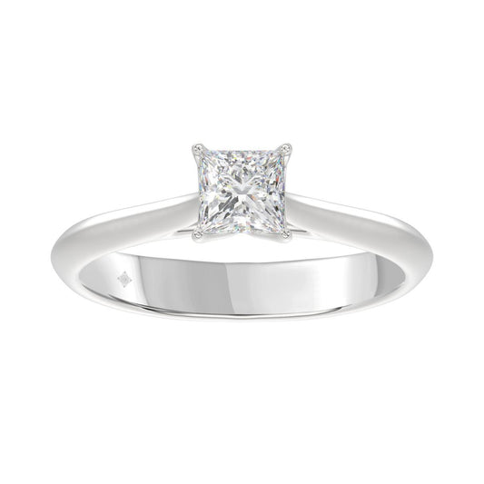 0.50 ct Lab Grown Princess Diamond Solitaire Engagement Ring 14k White Gold