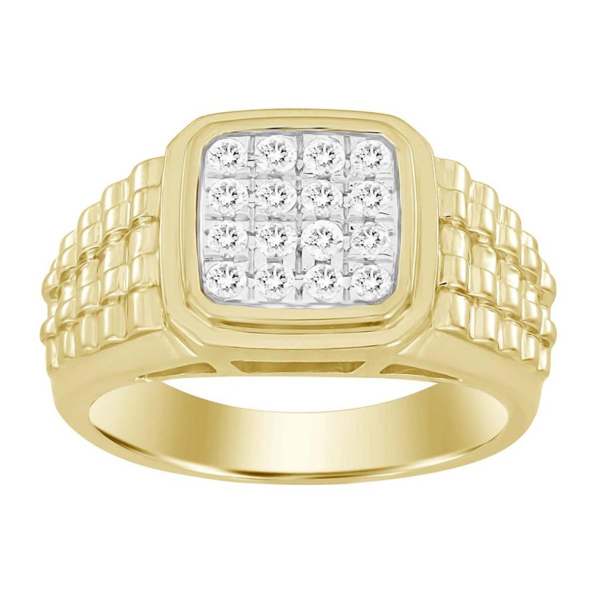 0.50cttw Diamond Square Mens Band Ring 10k Yellow Gold