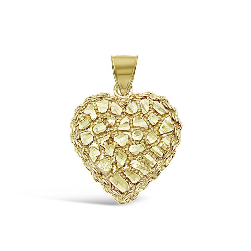 Heart Nugget Pendant Charm 10k Yellow Gold