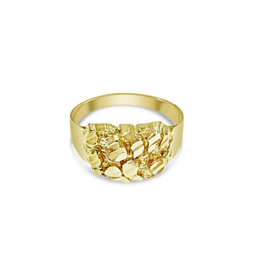 14k Yellow Gold Nugget Band Ring