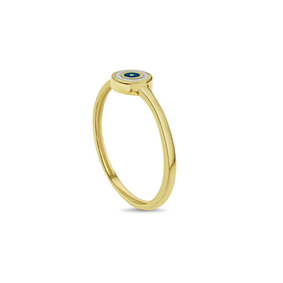14K Yellow Gold Evil Eye Womens Ring Protection Jewelry
