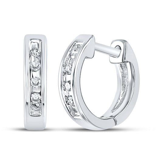 Diamond Huggie Hoop Earrings 10K White Gold