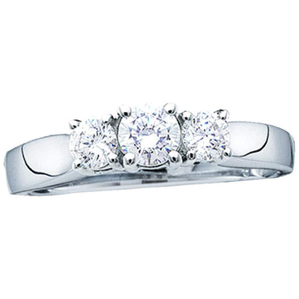 1.00ctw Round Diamond Three Stone Bridal Wedding Engagement Ring 14k White Gold